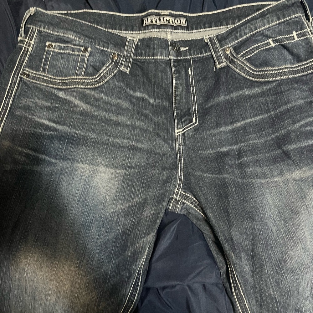 Affliction Men's Dark Blue Relaxed Jeans